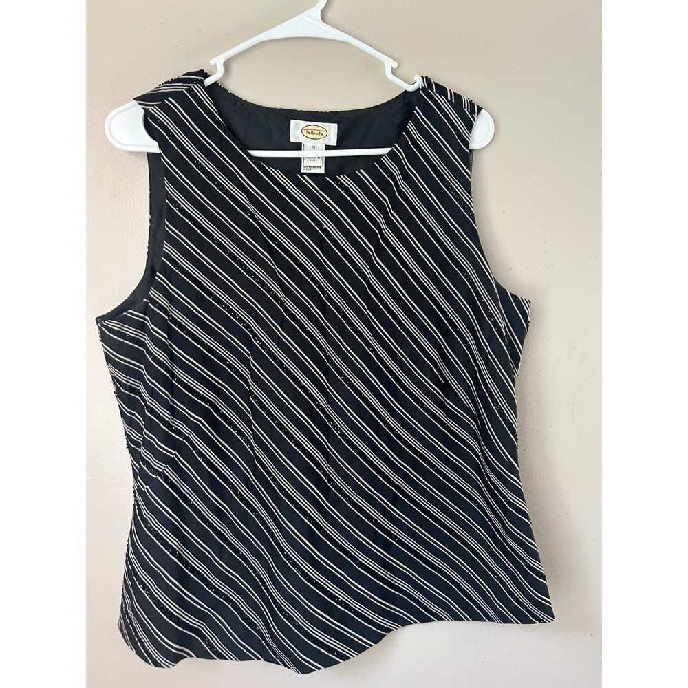 y2K Talbots‎ Black Sleeveless Beaded Stripe Top Size 16 Fairy  Grunge Whimsigoth